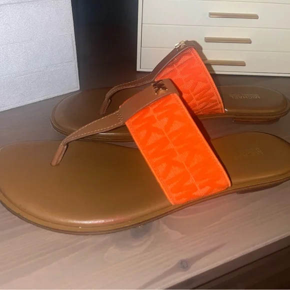 Michael Kors Orange and Tan Sandals - Picture 2 of 6